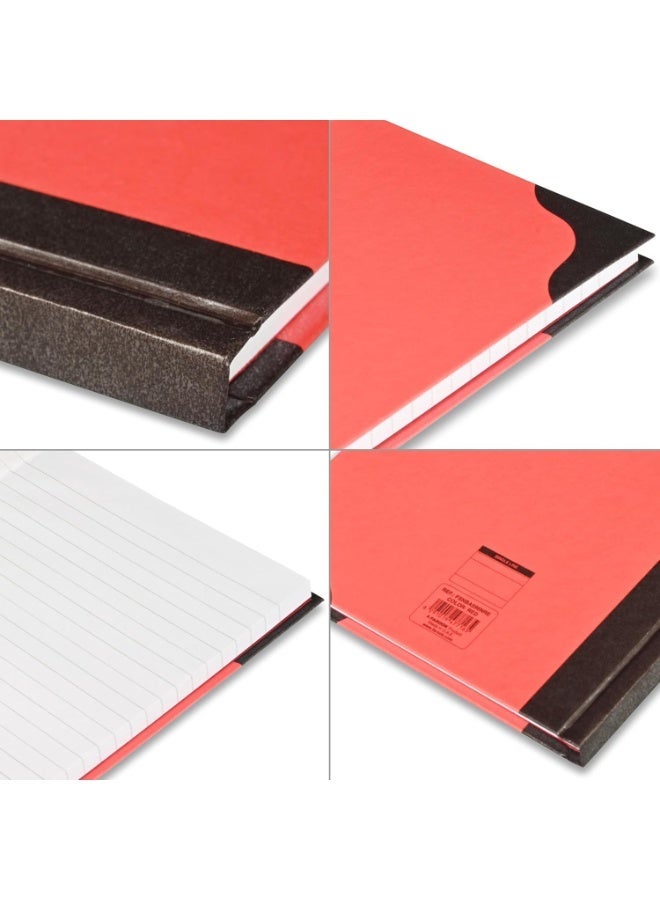 FIS® Hard Cover Notebook, A5 Size(148x210mm), 96 Sheets, Single Line Ruling with Black Spine and Corners, Packet of 5 Pieces, Neon Red Color-FSNBA596NRE - Image 2